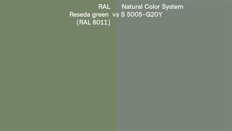 Ral Reseda Green Ral 6011 Vs Natural Color System S 5005 G20y Side By