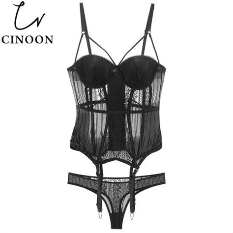 Bustier Femme Ensemble De Lingerie Sexy Bretelles Bustier Avec Ceinture Et Bonnet Tissu