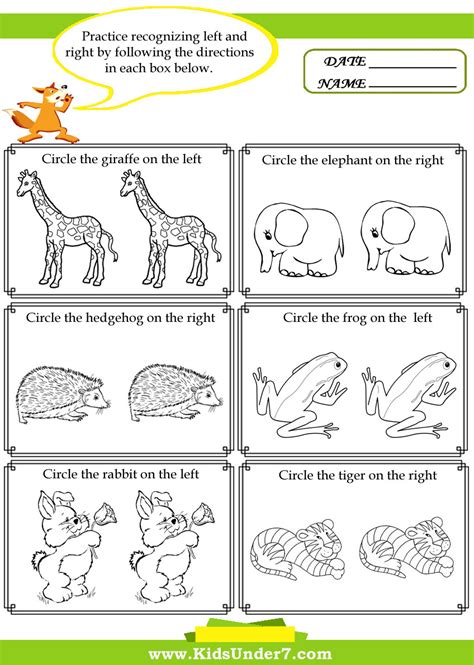 Left Right Worksheet