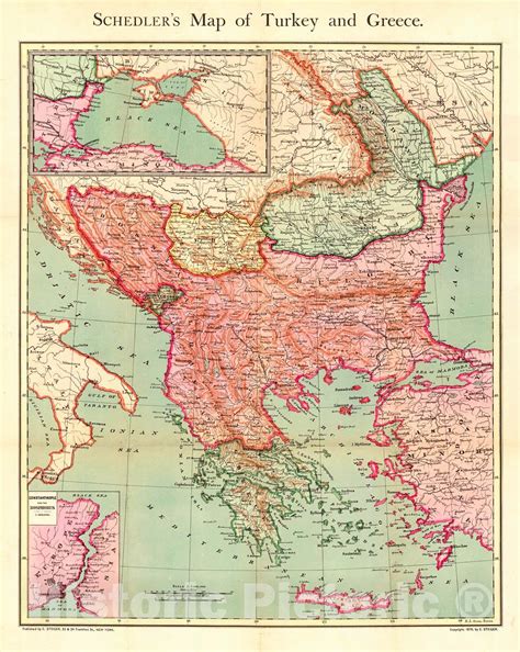 Historic Map 1876 Schedler S Map Of Turkey And Greece Vintage Wall Historic Pictoric