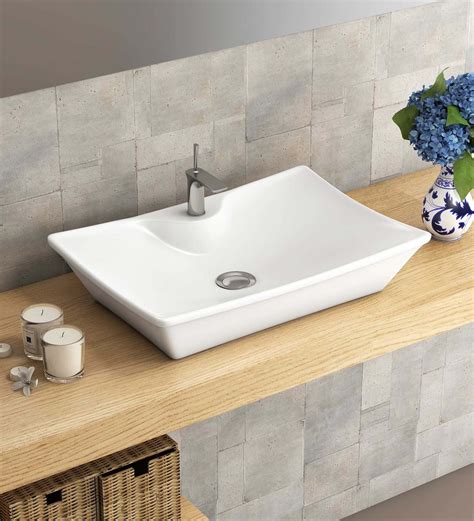 Buy Rectangular Shape Ceramic White Counter Top Wash Basin L W