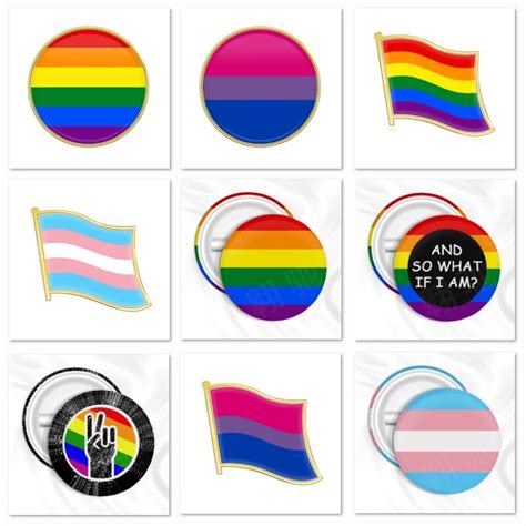 Bisexual Pride Flag Pins Gay Rainbow Lgbt Flag Lapel Pins Round Tin Badges Transgender Pride