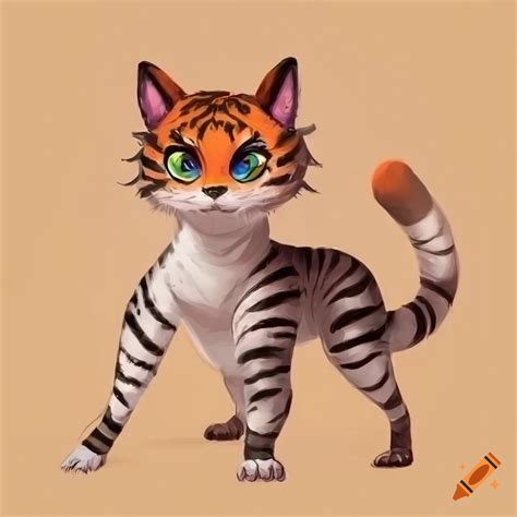 Illustration Of A Friendly Tiger Cat Standing On Hind Legs On Craiyon