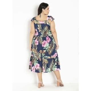 Vestido Floral Midi Plus Size Shopee Brasil