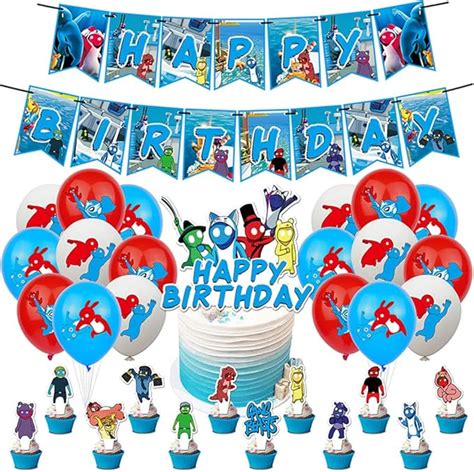 Gang Beasts Party Balloon Hilloly 32 Pcs Game Balloons Set Smurfs