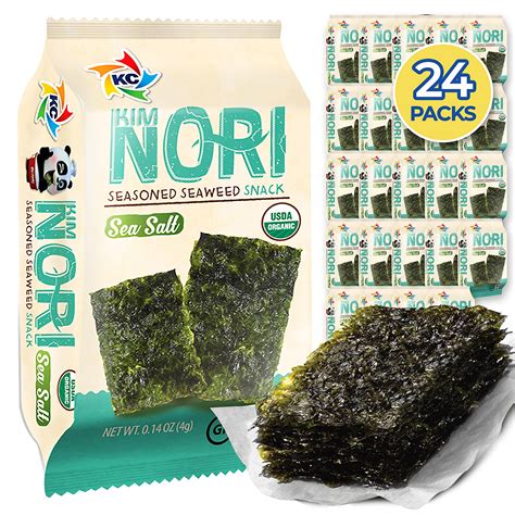 KIMNORI Organic Sea Salt Seaweed Snacks - 24 Individual Packs, 4g Each ...