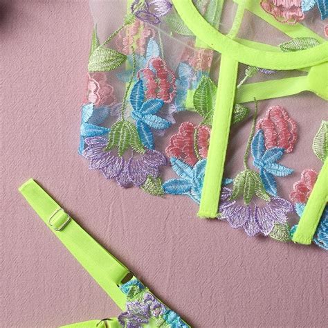 Luxury Lingerie Floral Embroidery Set Power Day Sale