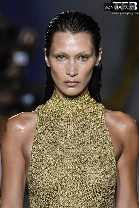 Bella Hadid Sexy Seen Flashing Her Nude Tits And Panties At The Proenza