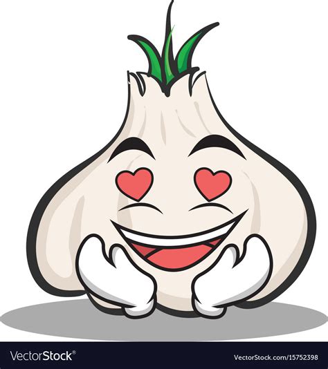 In Love Garlic Cartoon Character Royalty Free Vector Image