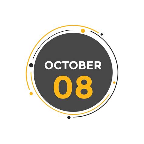 October 8 Calendar Reminder 8th October Daily Calendar Icon Template