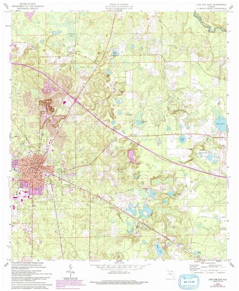 Classic Usgs Live Oak East Florida 75x75 Topo Map Mytopo Map Store