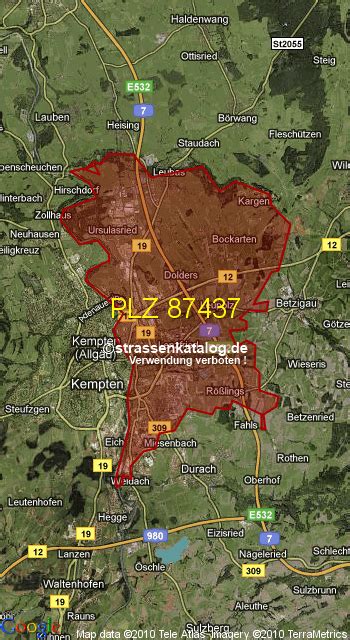 Postleitzahlgebiet 87437 - PLZ