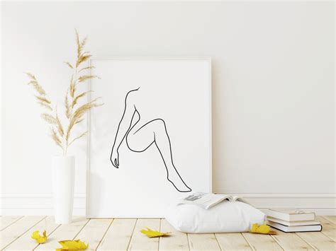 Female Figure Print Body Line Art Abstract Naked Woman Etsy