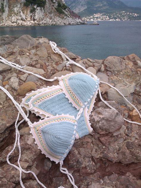 Crochet Bikini Set In Seafoam Light Blue Etsy