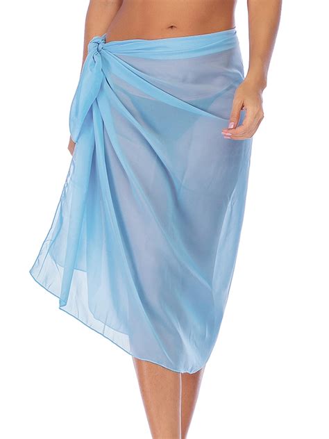 Dodoing Womens Beach Shawl Head Scarf Solid Bikini Swimwear Multipurpose Sarong Pareo Swimsuit