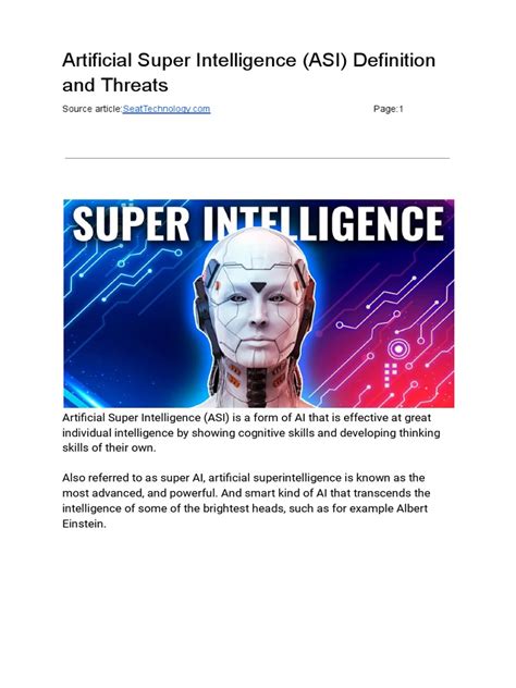 Artificial Super Intelligence (ASI) Definition and Threats | PDF ... 