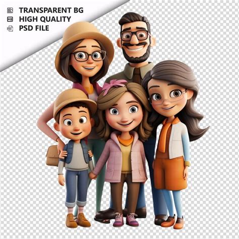 La Familia Latina Fr A En D Estilo De Dibujos Animados Con Fondo Blanco Archivo Psd Premium