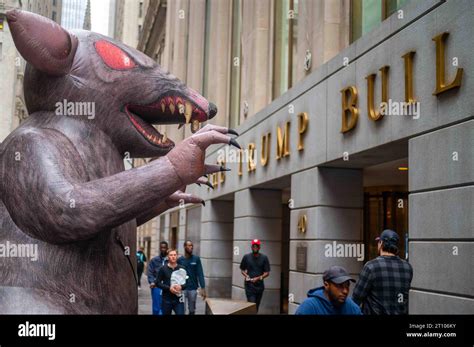 Giant Inflatable Rat In Front Of Trump Building Manhattan Nyc Closeup