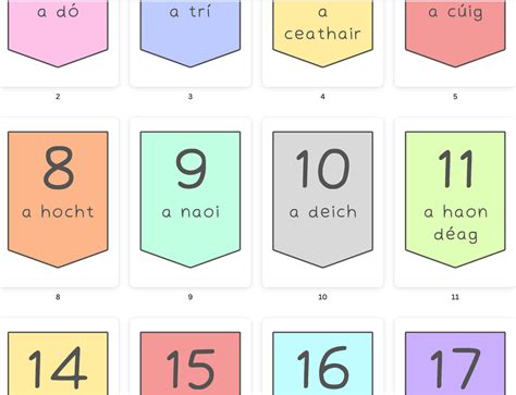 mash st  class irish numbers poster   uimhreacha  gaeilge