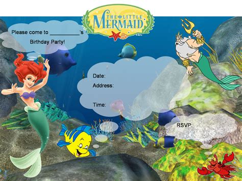 Little Mermaid Birthday Invitation Templates Free