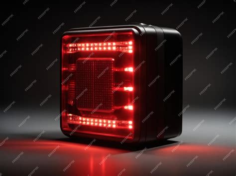 Premium Ai Image Realistic Red Led Flasher Isolated On Black Background