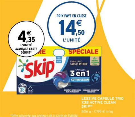 Promo Lessive Capsule Trio X Active Clean Skip Chez Intermarch Hyper