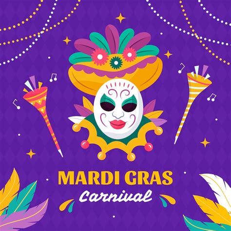 Premium Vector Flat Mardi Gras Festival Celebration Illustration