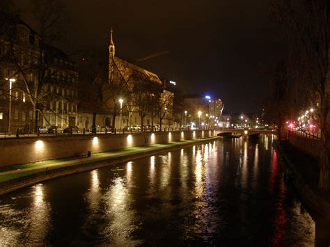 #768748 Timber framing, France, Houses, Strasbourg, Night, Street