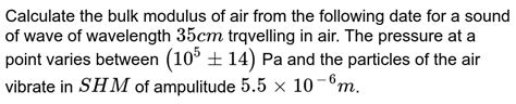 Calculate The Bulk Modulus Of Air From The Following Data About A