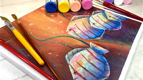 Tutorial Pintura Acrilica , Flores vibrantes pintadas en Acrílico