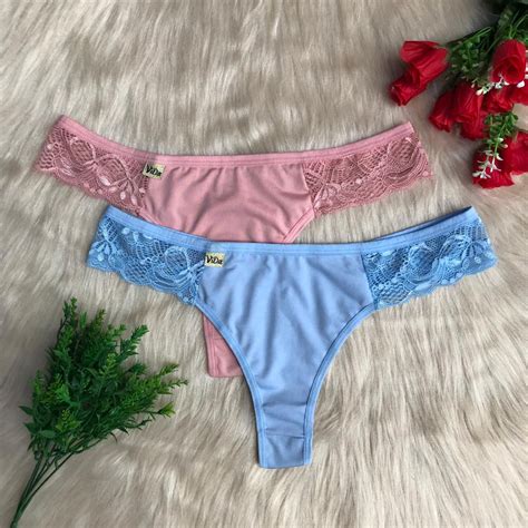 3 Calcinha Fio Sexy Plus Size Calcinha Lisa Renda Sexy ViDa Store Lingerie Feminina Sensual