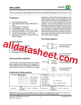 APL1084 Datasheet(PDF) - Anpec Electronics Coropration
