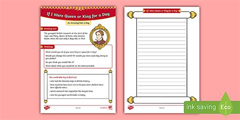 If I Were Queen Or King For A Day Worksheet Worksheet