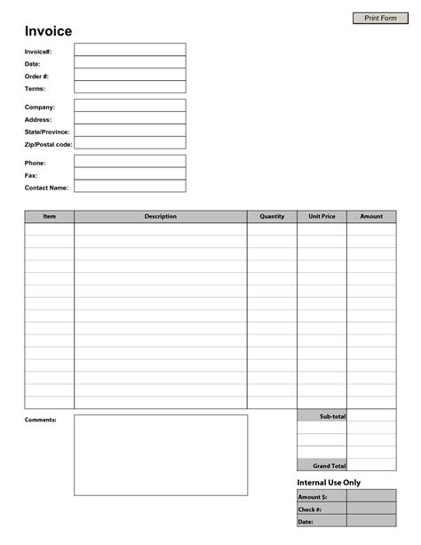 Generic Invoices Printable Invoice Template Ideas