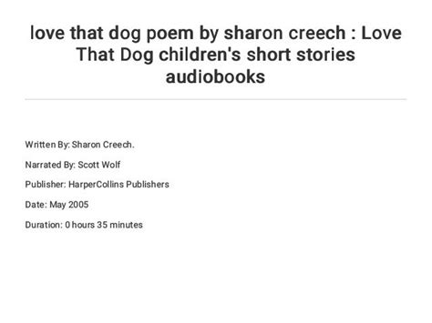 Love That Dog Poem By Sharon Creech Love That Dog Childrens Short