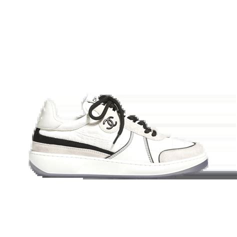 Sasom รองเท้า W Chanel Sneakers Fabric Suede Calfskin And White Light