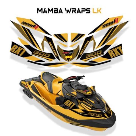 A Yellow And Black Jet Ski Is Shown With The Words Yamaha Wraps Uk On It