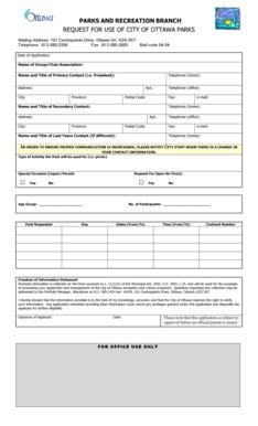 Fillable Online Investottawa City Of Ottawa Parks Application Form