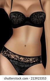 Female Body Black Lingerie Vector Illustration Stock Vector Royalty Free Shutterstock