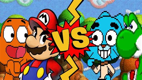 M U G E N Battles Mario Darwin Vs Yoshi Gumball Youtube