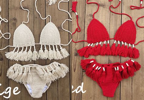 Boho Clothing Handmade Crochet Bikini Sexy Two Piece Swimming Suit Beach Tankini Biquinis De