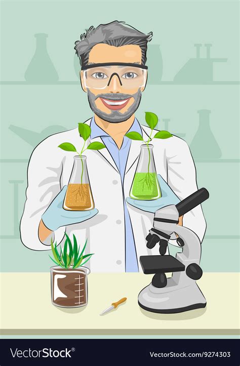 Mature Man Biologist With Protective Glasses Vector Image