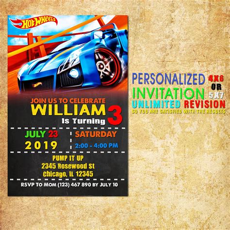 Hot Wheels Invitation Cars Invitation Hot Wheels Birthday Invitation Racing Birthday
