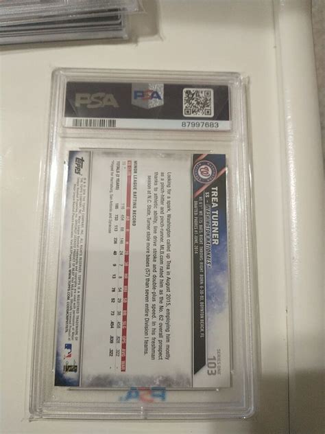 2016 Topps Baseball Trea Turner RC PSA 10 103 NATIONALS