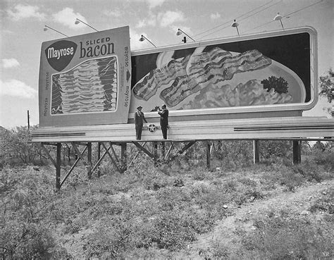 1950 Men With Bacon Billboard Photo Vintage Advertisements