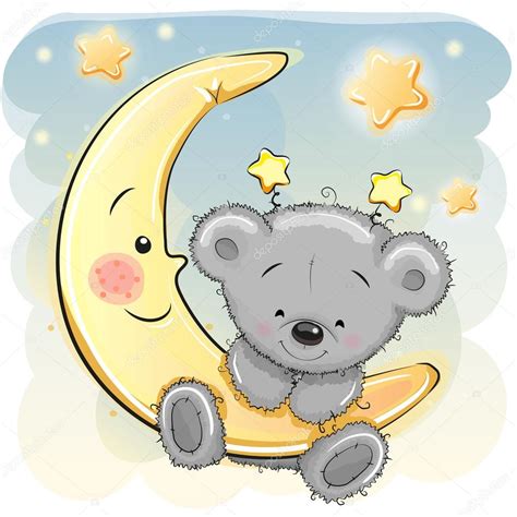 Osito de peluche en la luna vector gráfico vectorial Reginast777