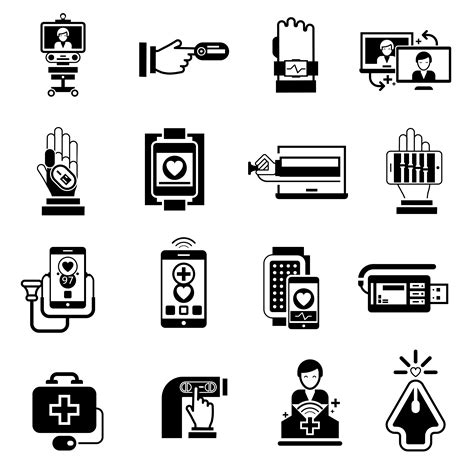 Digital Medicine Icons Black 458950 Vector Art At Vecteezy