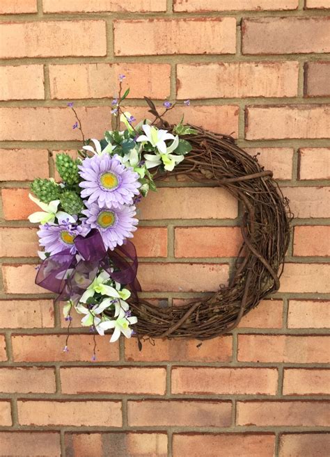 Front Door Wreath For Summer Purple Outdoor By Elegantflorals20