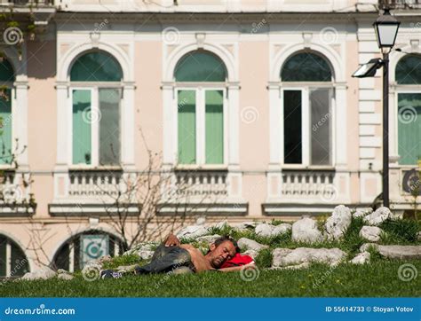 Homeless Half Naked Man Sleeping In The Park Editorial Stock Photo Image Of Male Dressed