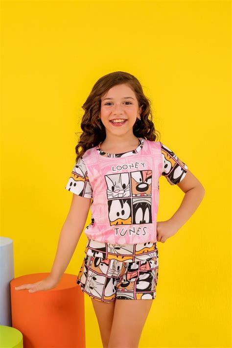 PIJAMA INFANTIL FEMININO SUED 727 ROSE QUADRADO Império Lingerie